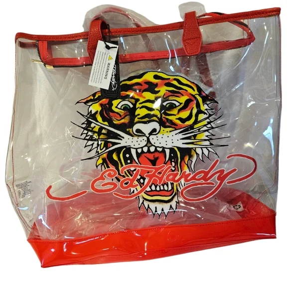 Ed Hardy Tiger Tote Clear PVC NWT - Picture 2 of 6